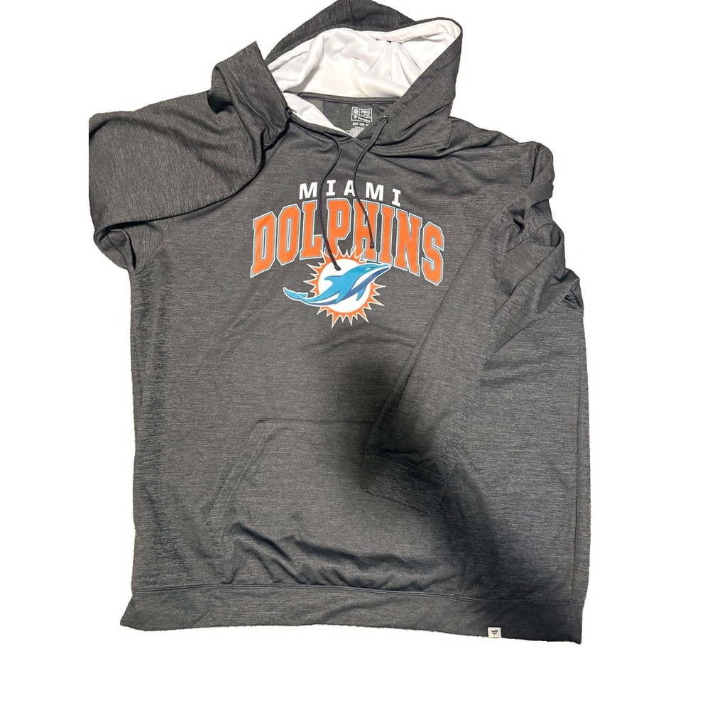 Fanatics NFL Pro-Line Miami Dolphins Hoodie 5XLT Fleece Long Sleeve Heather Gray